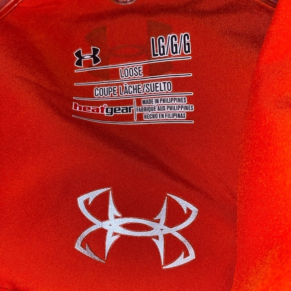 Under Armour Heat Gear Men’s Large Short Sleeve Vented Fishing Shirt Orange - Picture 4 of 5